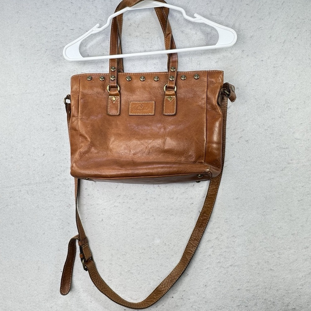 Patricia Nash 100% Leather Brown Tote Shoulder Bag 14" X 10" Plus Handles
